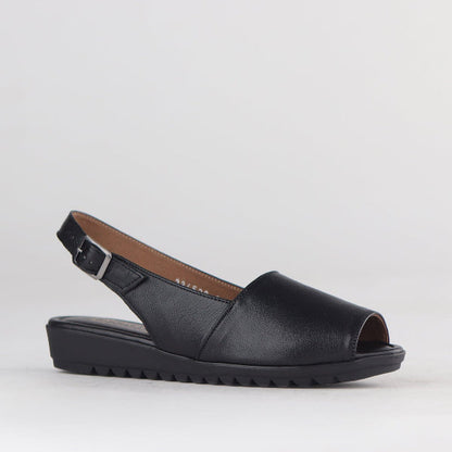 Factory Shop Shoes Peep Toe Slingback Sandal in Black - 12870