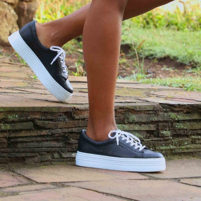 Froggie Platform Sneaker in Black - 12025 - close up.