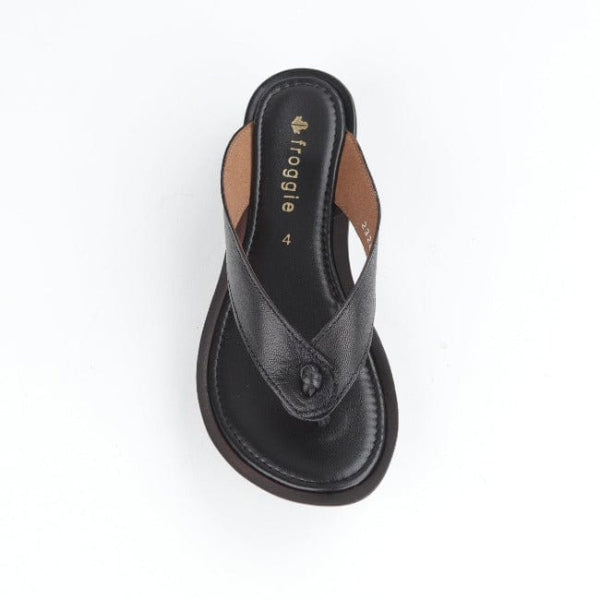 Froggie Rox Thong Sandal in Black - 10737 - top angle.