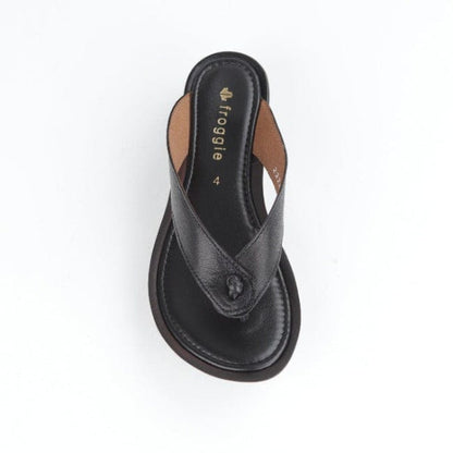 Froggie Rox Thong Sandal in Black - 10737 - top angle.