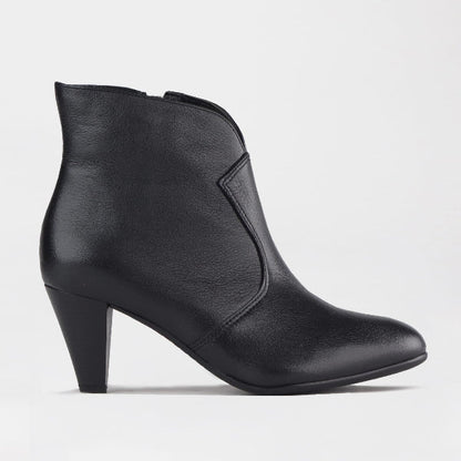 Froggie Women's Pointed Heel Ankle Boot-Black - 12528 - side