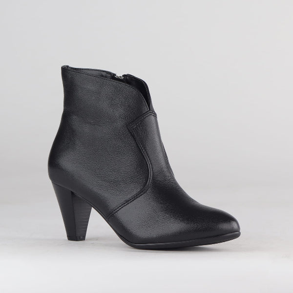 Froggie Women's Pointed Heel Ankle Boot-Black - 12528 - side - angle