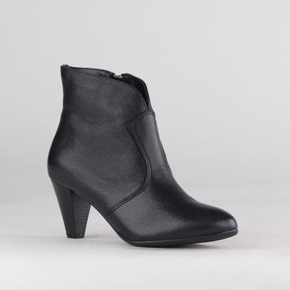 Froggie Women's Pointed Heel Ankle Boot-Black - 12528 - side - angle