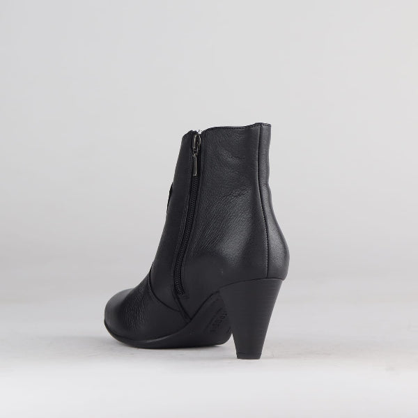 Froggie Women's Pointed Heel Ankle Boot-Black - 12528 - back angle