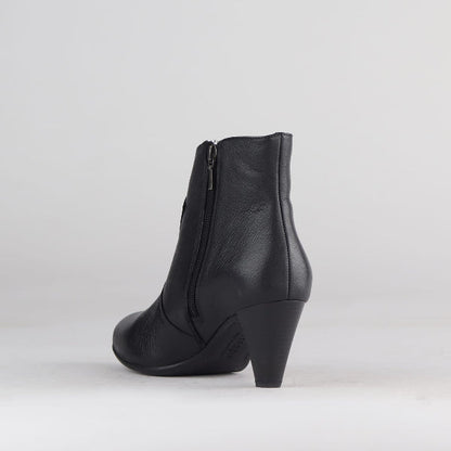 Froggie Women's Pointed Heel Ankle Boot-Black - 12528 - back angle