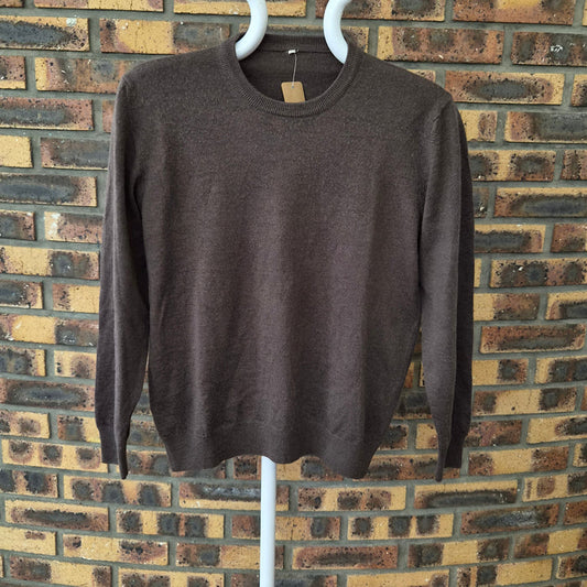 Pull homme marron laine mérinos Made in Italy taille L