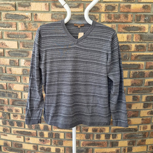 Pull Merona rayé gris col V – L