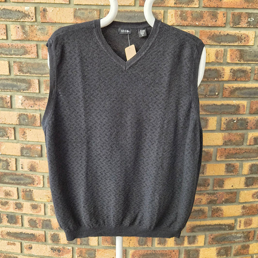 Pull sans manches homme IZOD bleu marine col V XL lin et coton