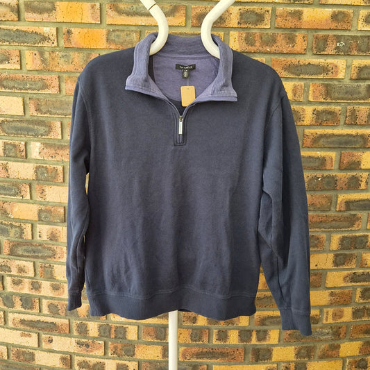 Pull Van Heusen bleu col zippé – L