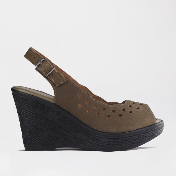 Froggie Women's Punched Slingback Wedge Sandal-Forest- 12934 - side