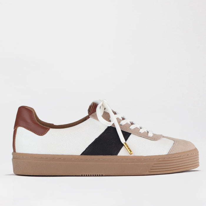 Froggie Shoes Shoes Froggie Womens Retro Lace-up Sneaker- Multi Coloured Leather and Suede -12795