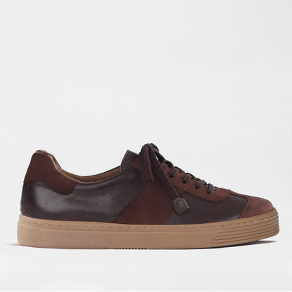 Froggie Women’s Retro Lace-up Sneaker-Brown Leather and Suede  -13036 - side.