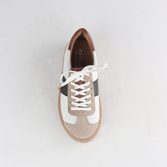 Froggie Shoes Shoes Froggie Womens Retro Lace-up Sneaker- Multi Coloured Leather and Suede -12795