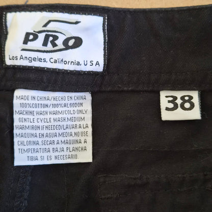 Short Cargo Baggy Noir "Pro 5 Los Angeles" – Heavyweight Streetwear – Taille 38 US 48FR