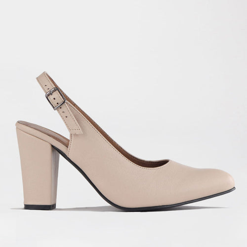 Froggie Shoes Shoes Froggie Women's Block Heel Slingback Court Shoe- Ivory Leather - 12790