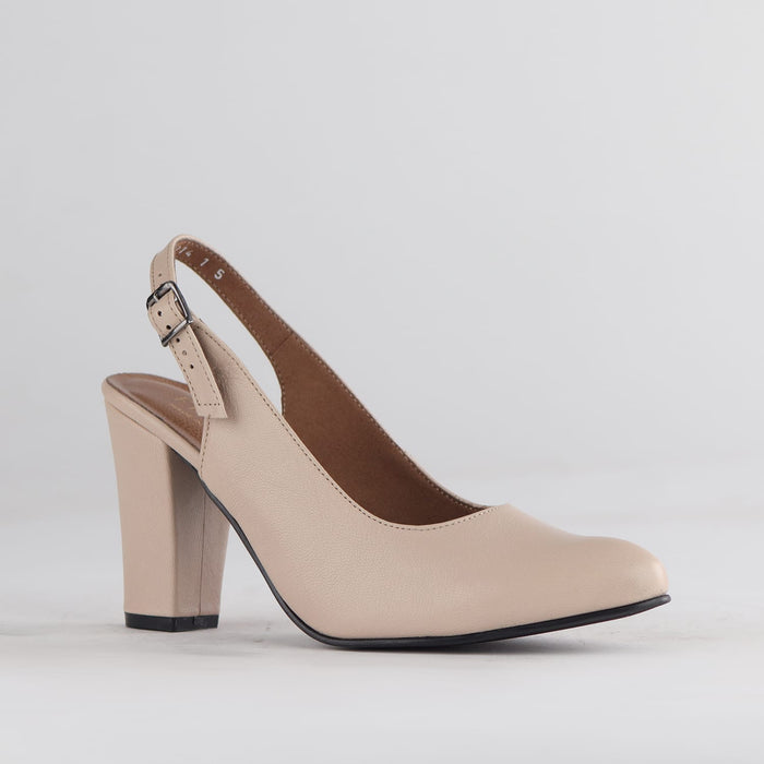 Froggie Shoes Shoes Froggie Women's Block Heel Slingback Court Shoe- Ivory Leather - 12790
