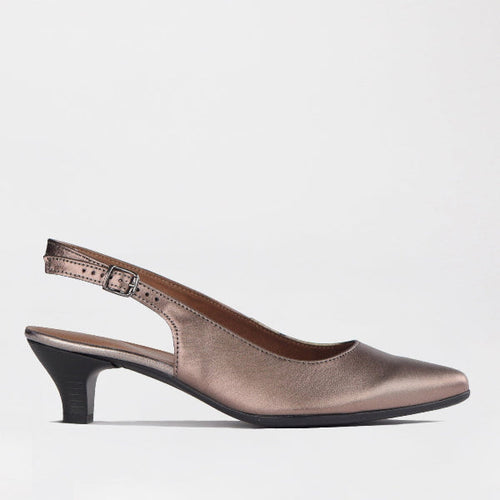 Factory Shop Shoes 3 / Lead Metallic / 12576 Slingback Kitten Heel in Lead Multi - 12576