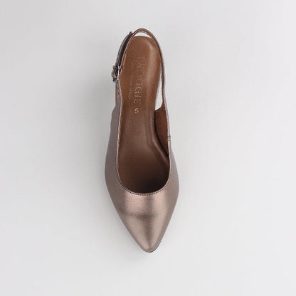 Factory Shop Shoes Slingback Kitten Heel in Lead Multi - 12576