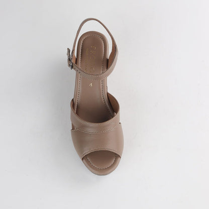 Froggie Shoes Shoes Froggie Women's Slingback Peep Toe Wedge Sandal- Stone Leather- 12875