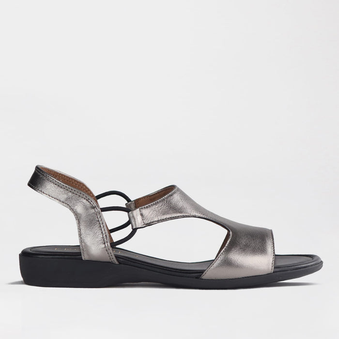Froggie Shoes Sandals Froggie Women's Slingback T-Bar Flat Sandal-Pewter Metallic - 12104