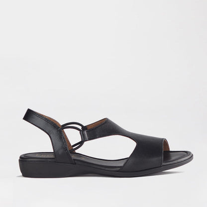 Froggie Shoes Sandals Froggie Women's  Slingback T-Bar Flat Sandal-Black Leather - 12104