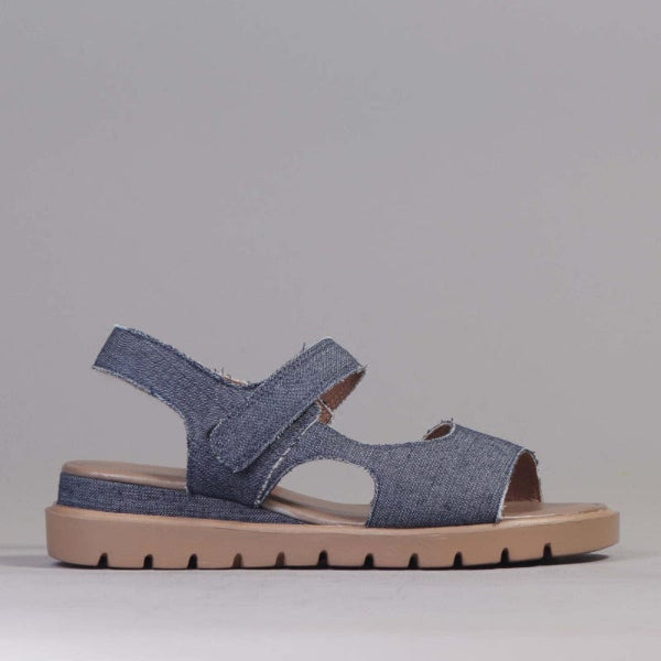 Factory Shop Slingback Wedge Sandal in Denim - 12614 - single side.