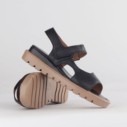 Factory Shop Slingback Wedge Sandal in Black - 12614 - pair.