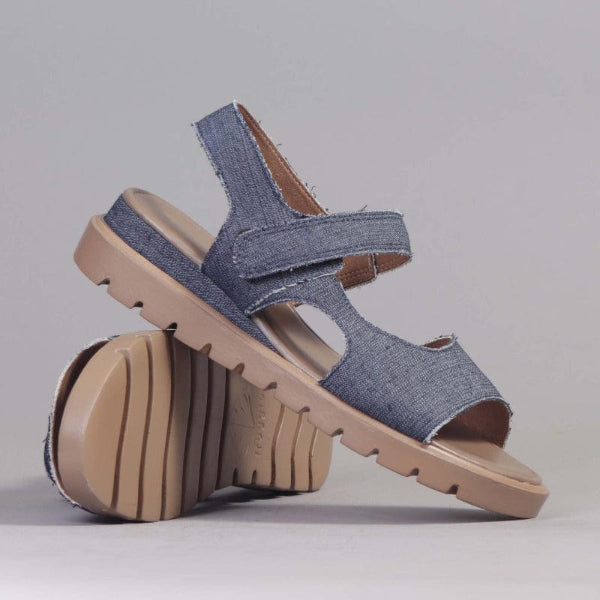 Factory Shop Slingback Wedge Sandal in Denim - 12614 - pair