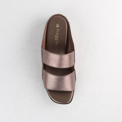 Froggie Slip-on Mule Sandal in Lead Pearl- 12317 - top angle.