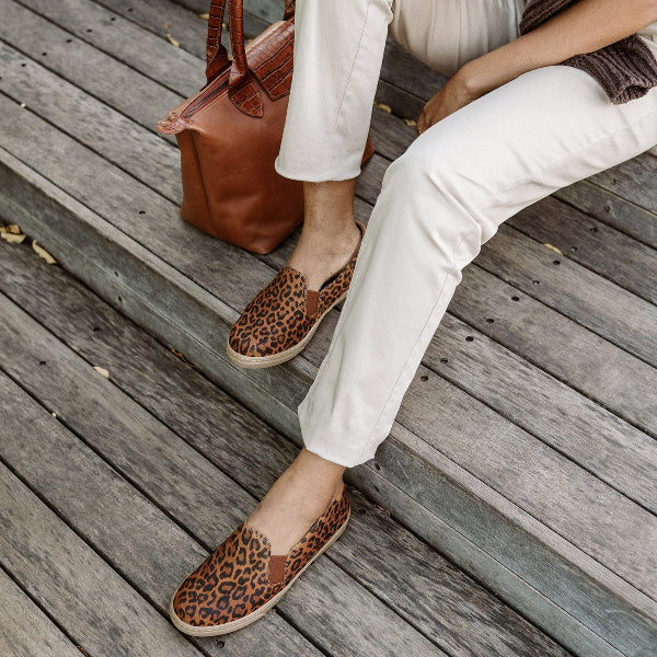Froggie Slip-on Sneaker with Removable Footbed in Leopard - 12750 - close up.