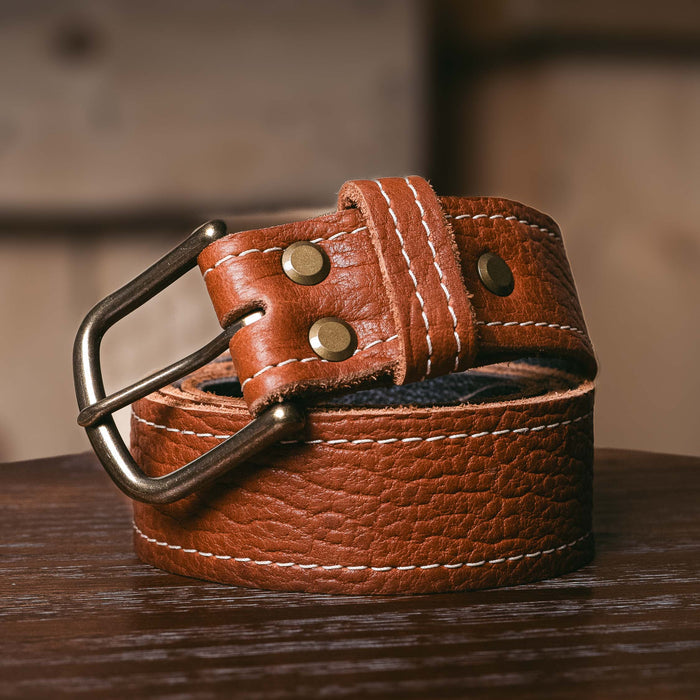 Smooth Canyon Bison Leather Belt