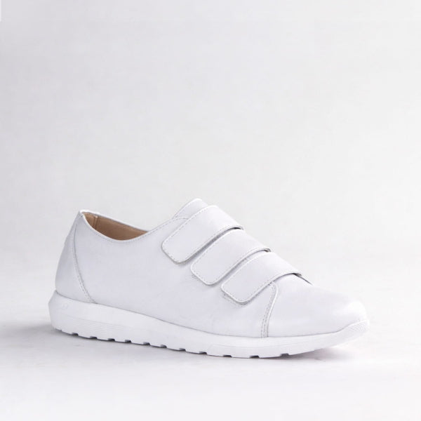 Froggie Women’s Sneaker- Velcro Fastening- White Leather- 13044