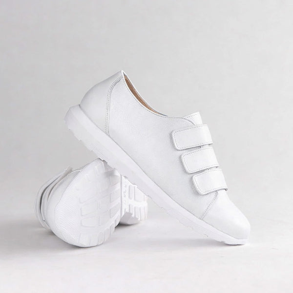 Factory Shop Shoes Froggie Women’s Sneaker- Velcro Fastening- White Leather- 13044 - pair