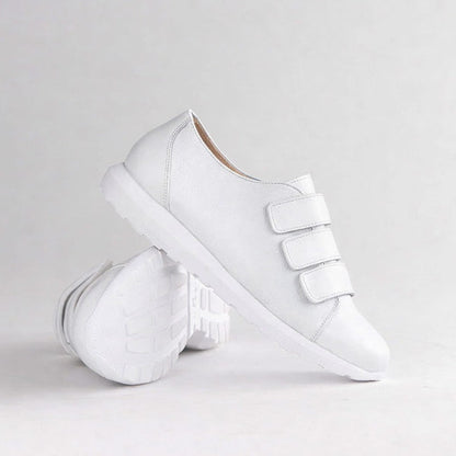 Factory Shop Shoes Froggie Women’s Sneaker- Velcro Fastening- White Leather- 13044 - pair