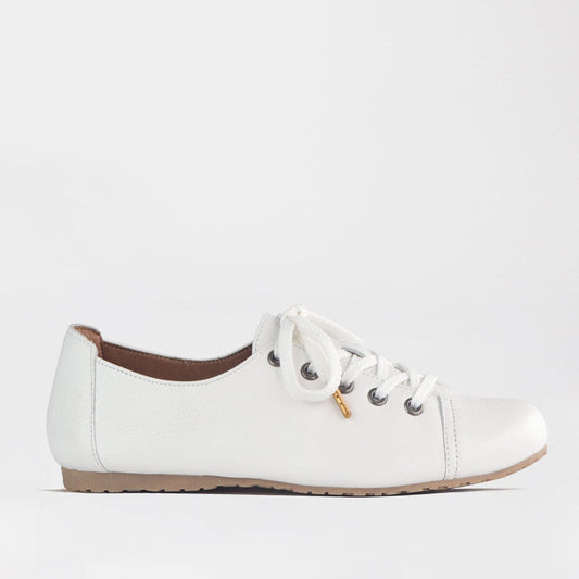 Factory Shop Shoes Froggie Women’s Sneaker- White Leather - 13032 - side.