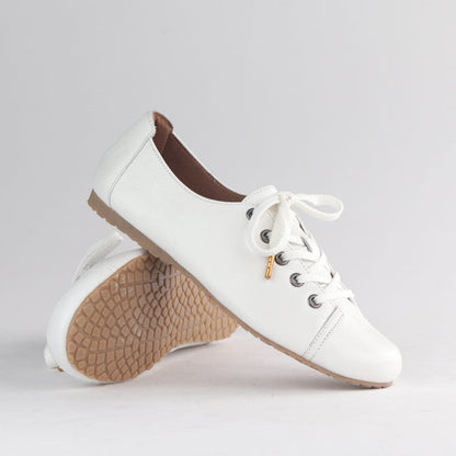 Factory Shop Shoes Froggie Women’s Sneaker- White Leather - 13032 - pair.