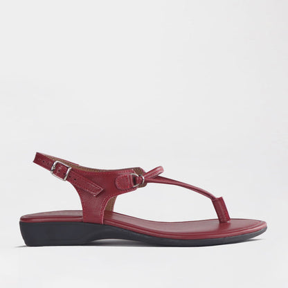 Froggie Women’s Spaghetti Thong Sandal- Red Leather- 13075