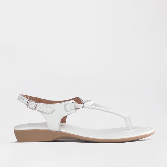 Froggie Women’s Spaghetti Thong Sandal- White Leather- 13075