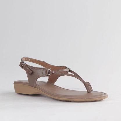 Froggie Women’s Spaghetti Thong Sandal 13075 in stone leather featuring slim straps, cushioned footbed and lightweight everyday summer comfort design