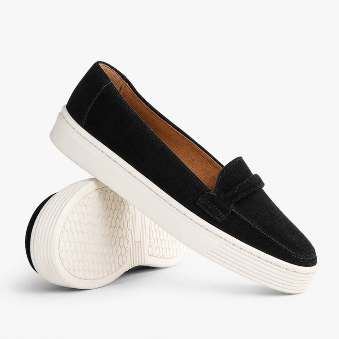 Froggie 12991 Brown Suede Women’s Loafer with sneaker-style sole, soft suede upper and lightweight all-day comfort fit.