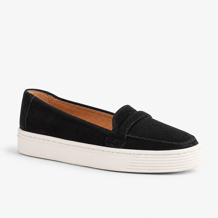 Froggie Women’s Suede Loafer 12991 with sneaker sole in brown suede offering flexible fit, padded insole and modern casual style.