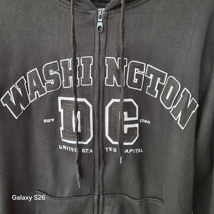Sweat vintage Washington DC noir zippé taille XL