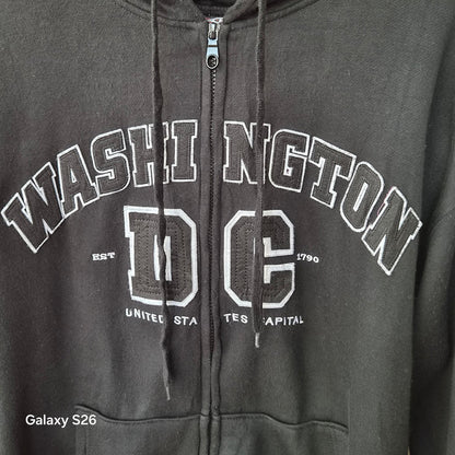 Sweat vintage Washington DC noir zippé taille XL