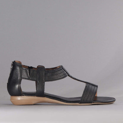 Factory Shop T-Bar Flat Sandal in Black - 12563 - single side
