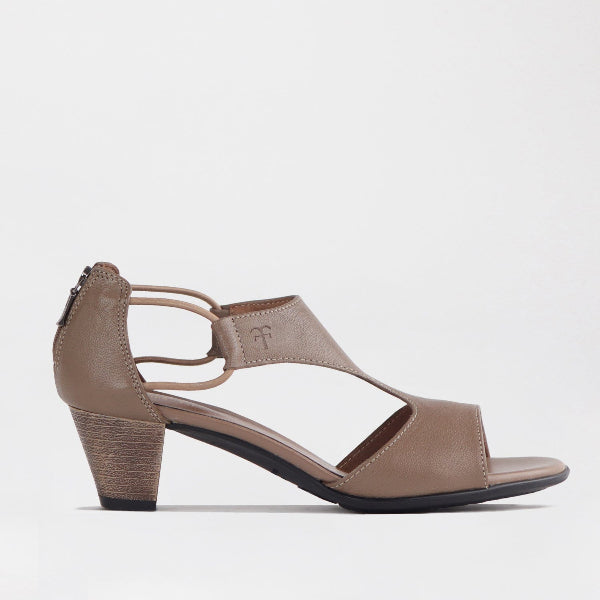 Froggie Wider Fit T-Bar Heel in Stone -11645 - single side.