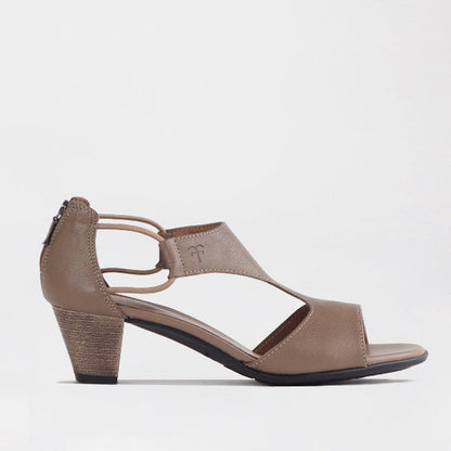 Froggie Wider Fit T-Bar Heel in Stone -11645 - single side.