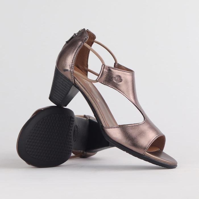 Froggie Shoes Shoes Froggie Women's T-Bar Heel Closed Back-Wider Fit -Lead Metallic - 11645