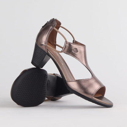 Froggie Shoes Shoes Froggie Women's T-Bar Heel Closed Back-Wider Fit -Lead Metallic - 11645