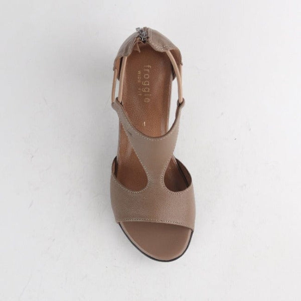 Froggie Wider Fit T-Bar Heel in Stone -11645 - top angle.