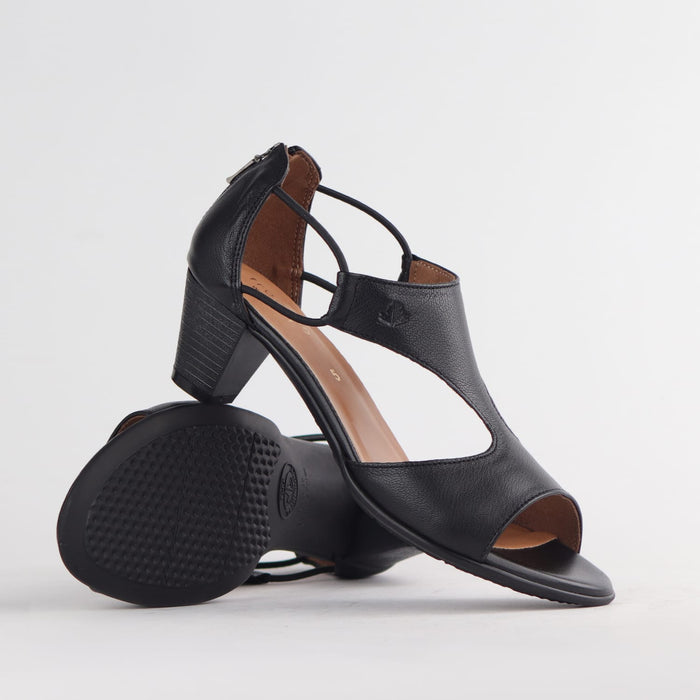 Froggie Shoes Shoes Froggie Women's T-Bar Heel Closed Back-Wider Fit- Black Leather - 11645